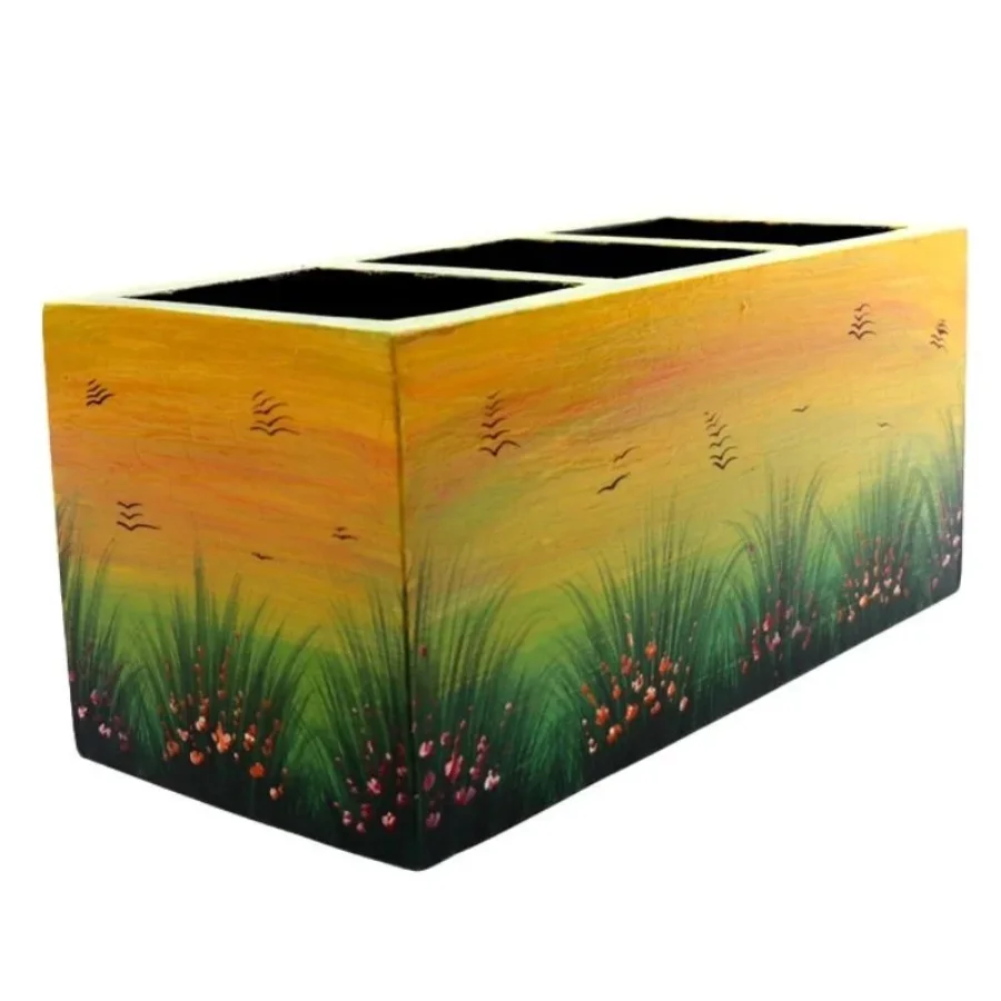 Untitled design (52) Mango Wood hand Painted Knifes/ Spoon Holder - Image 1