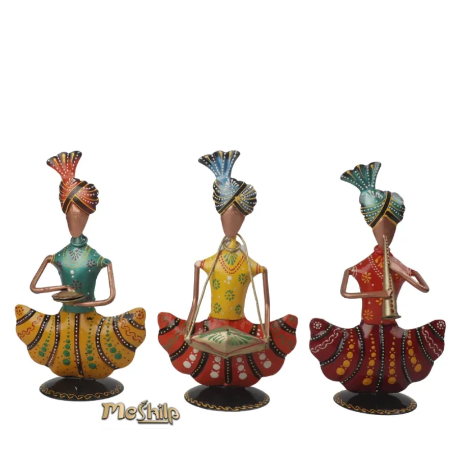 Untitled design (63) (1) Iron Multi Color Decorative Sardar Ji Musician Show piece for home,Office Decor, Set of 3 - Image 1
