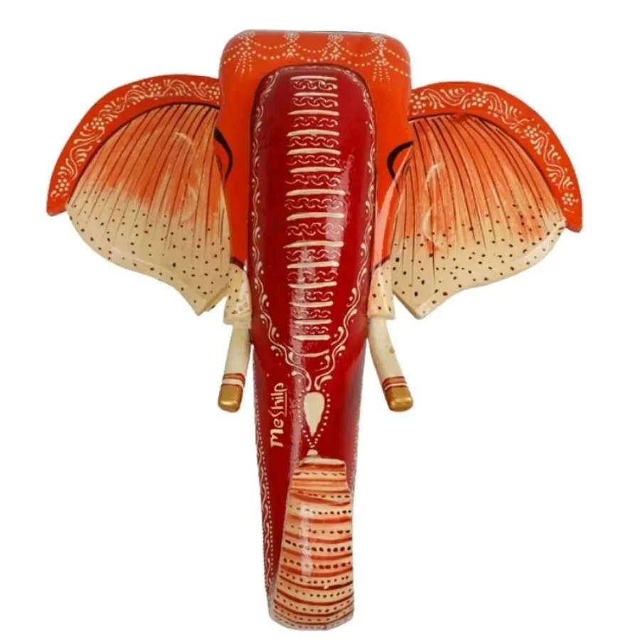 Untitled design (67) (1) Multi Color Hand Embossed Wall Hanging Elephant Face - Image 1